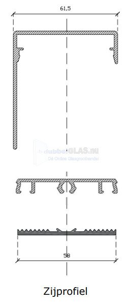 Serredakprofielset Zijprofiel Onderrubber Klemprofiel Afdekker RAL