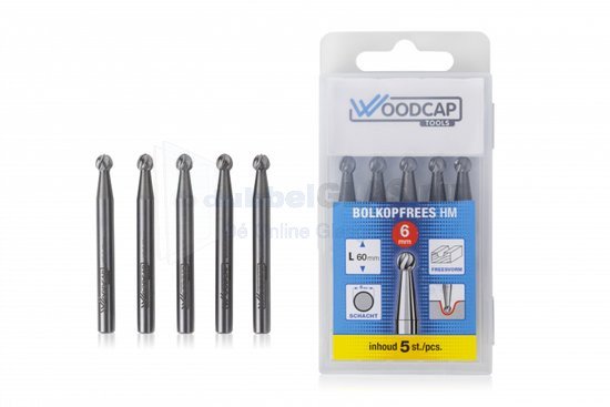 Woodcap Tools HM bolkopfrees ø 6 mm x 6 x 60 mm - 5 stuks