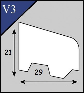 Glaslat Merantie Volhout V3 21x29 Wit gegrond 245cm