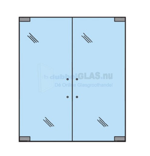 Hardglazen dubbele pendeldeur