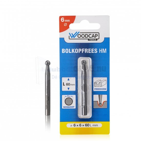  Woodcap Tools HM bolkopfrees ø 6 mm x 6 x 60 mm